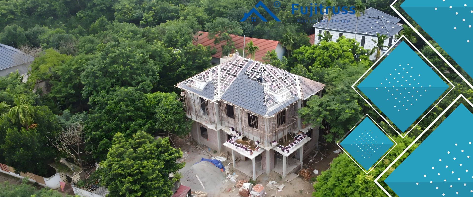 mái ngói khung thép nhẹ fujitruss