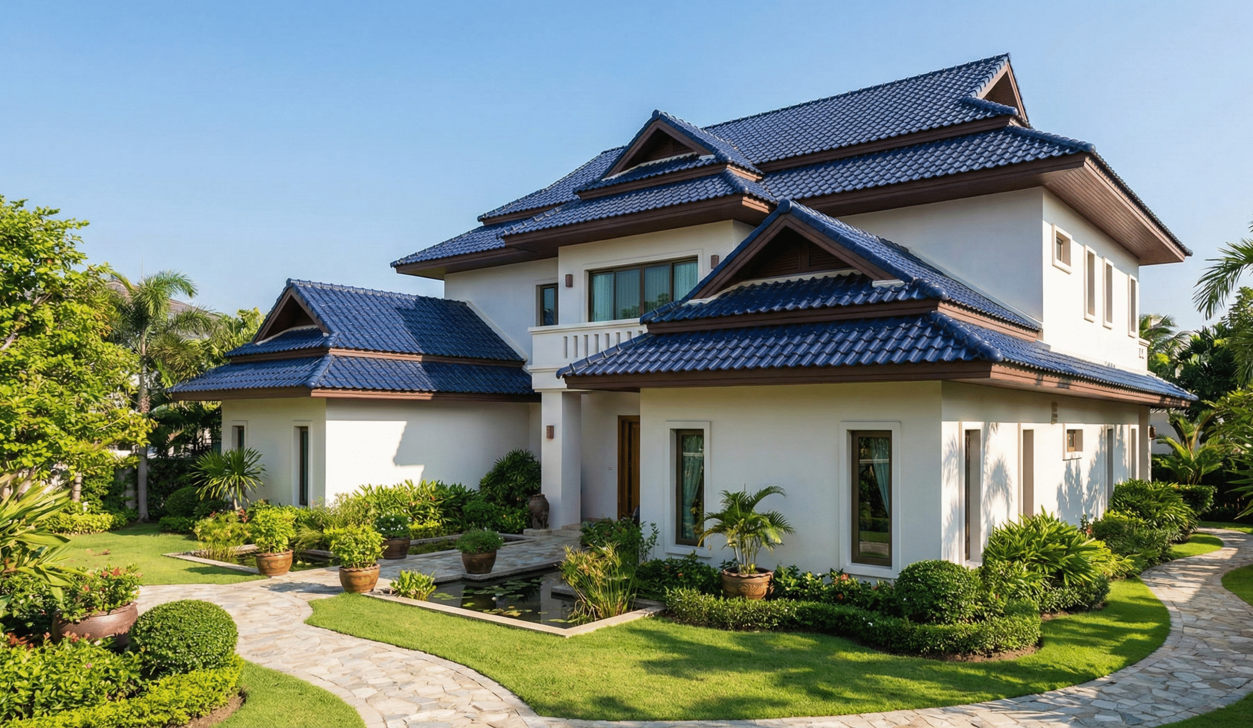 Mẫu nhà mái Thái đẹp chuẩn phong thủy với màu ngói hợp mệnh